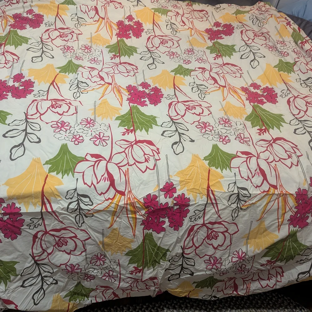 Pottery Barn Duvet King 100% Cotton Buttons Floral Botanical Colorful